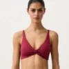 Top de bikini cu guler halter din jacquard geometric Top de bikini cu guler halter din jacquard geometric