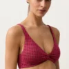 Top de bikini cu guler halter din jacquard geometric Top de bikini cu guler halter din jacquard geometric