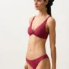 Top de bikini cu guler halter din jacquard geometric Top de bikini cu guler halter din jacquard geometric