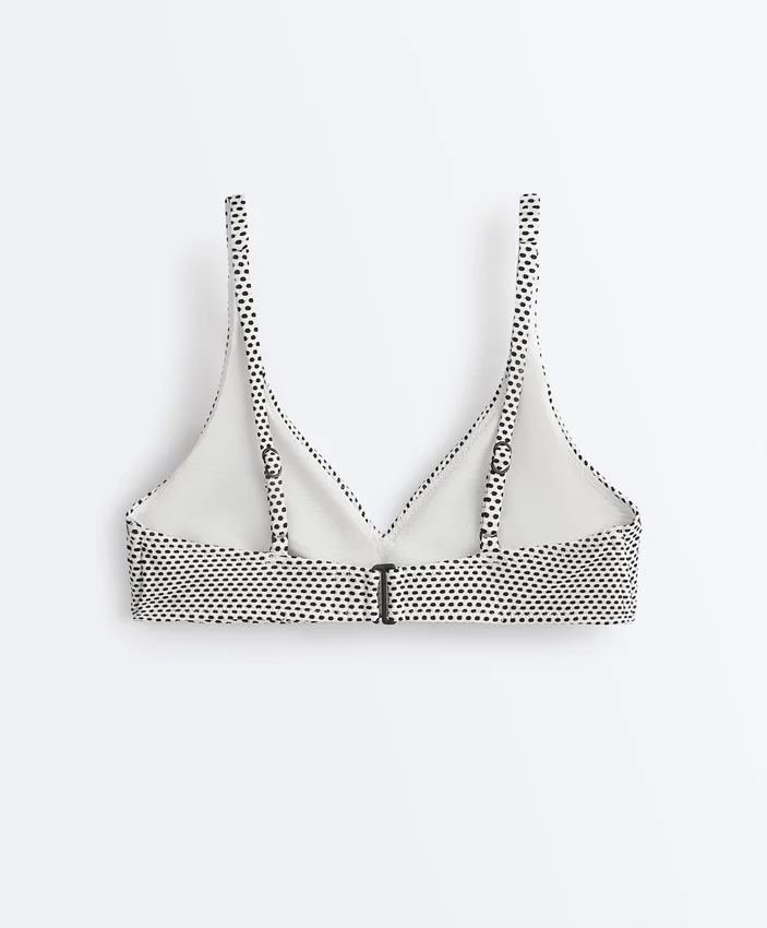 Top de bikini cu guler halter și imprimeu jacquard cu buline Top de bikini cu guler halter și imprimeu jacquard cu buline