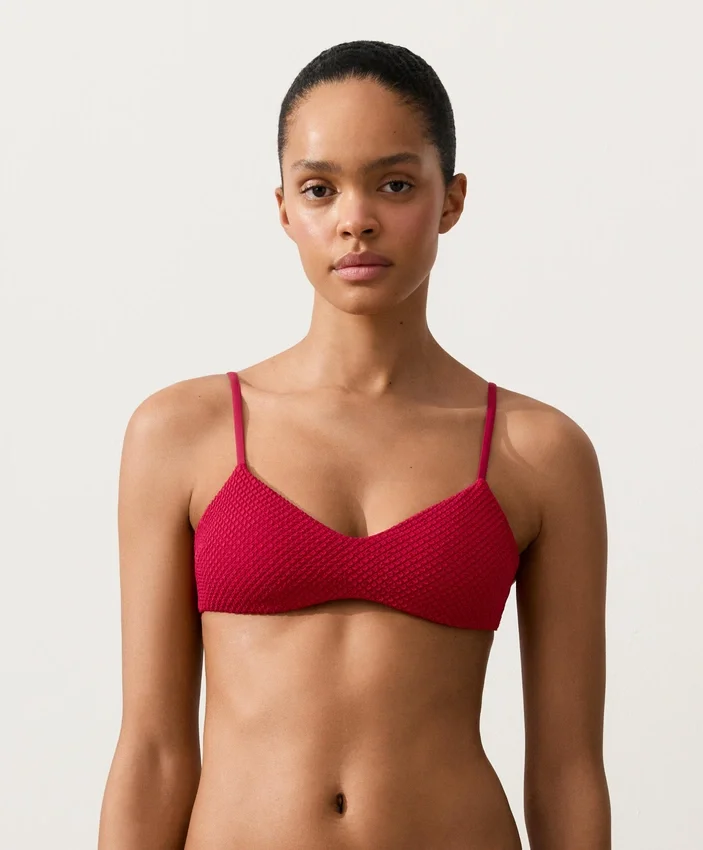 Top de bikini cu textură tip waffle Top de bikini cu textură tip waffle