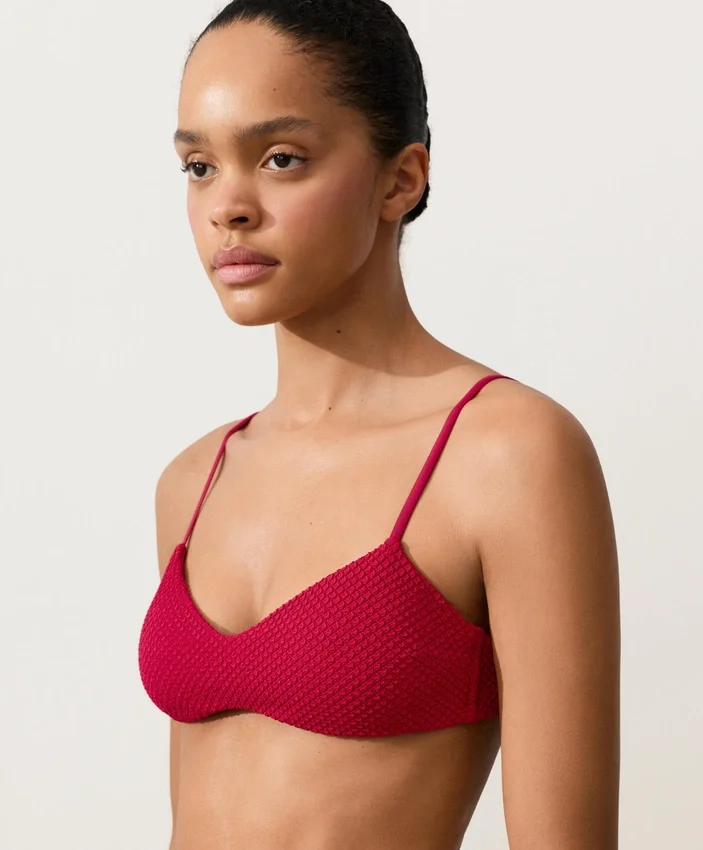 Top de bikini cu textură tip waffle Top de bikini cu textură tip waffle
