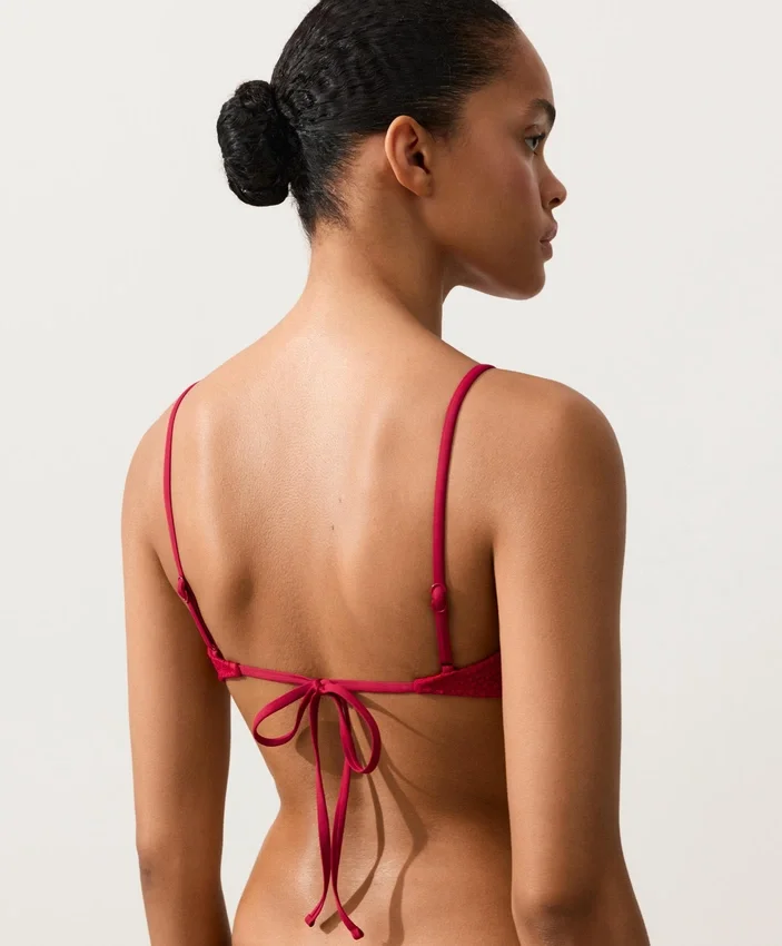 Top de bikini cu textură tip waffle Top de bikini cu textură tip waffle