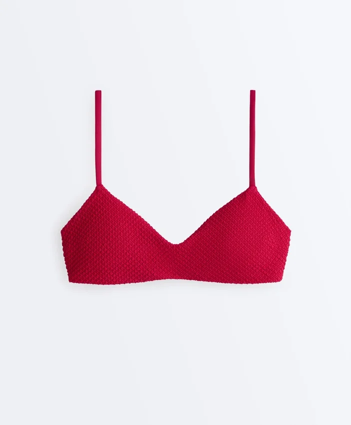 Top de bikini cu textură tip waffle Top de bikini cu textură tip waffle