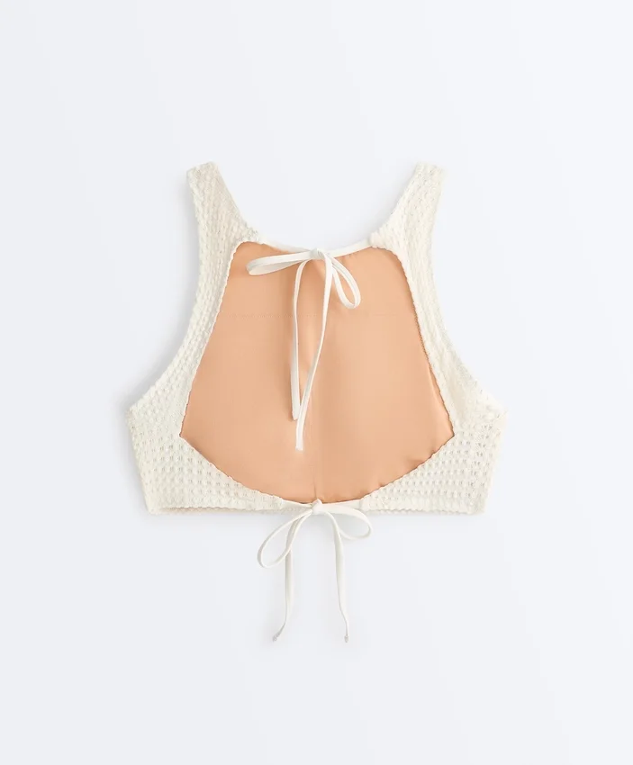 Top de bikini din croșetat cu textură cu bule Top de bikini din croșetat cu textură cu bule