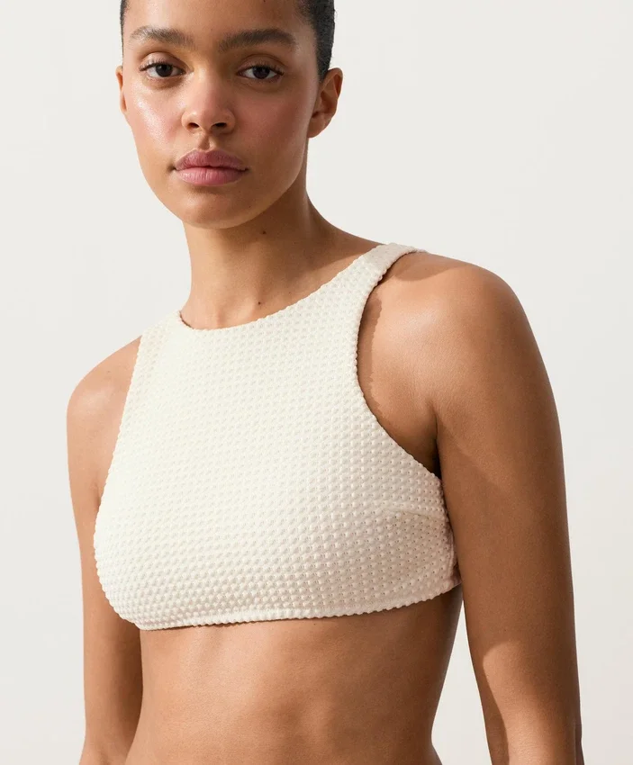 Top de bikini din croșetat cu textură cu bule Top de bikini din croșetat cu textură cu bule