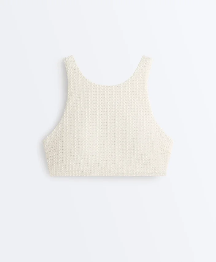 Top de bikini din croșetat cu textură cu bule Top de bikini din croșetat cu textură cu bule