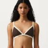 Top de bikini triunghiular cu bordură contrastantă