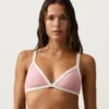 Top de bikini triunghiular cu bordură contrastantă
