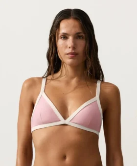 Top de bikini triunghiular cu bordură contrastantă Top de bikini triunghiular cu bordură contrastantă