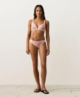Top de bikini triunghiular cu bordură contrastantă Top de bikini triunghiular cu bordură contrastantă