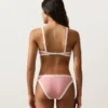 Top de bikini triunghiular cu bordură contrastantă