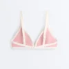 Top de bikini triunghiular cu bordură contrastantă