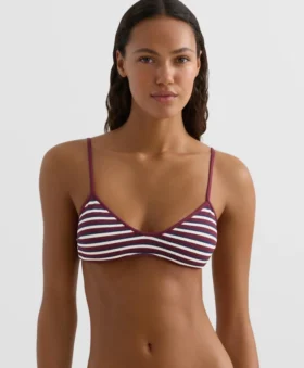 Top de bikini triunghiular cu dungi texturate Top de bikini triunghiular cu dungi texturate