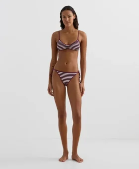 Top de bikini triunghiular cu dungi texturate Top de bikini triunghiular cu dungi texturate
