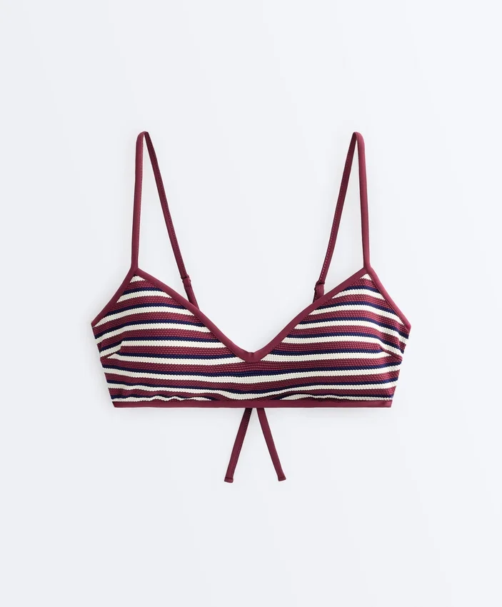 Top de bikini triunghiular cu dungi texturate Top de bikini triunghiular cu dungi texturate
