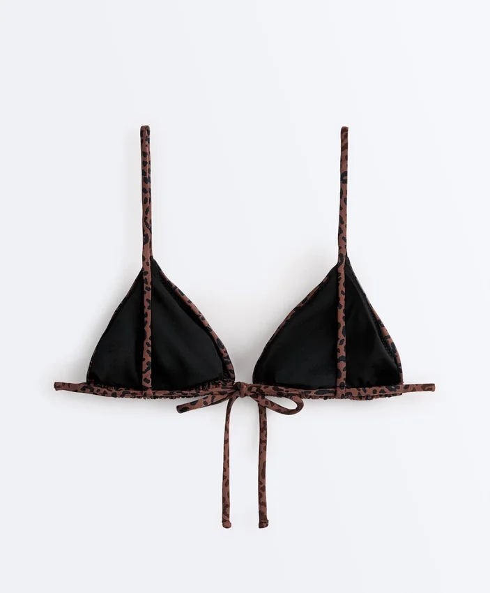 Top de bikini triunghiular cu imprimeu leopard Top de bikini triunghiular cu imprimeu leopard