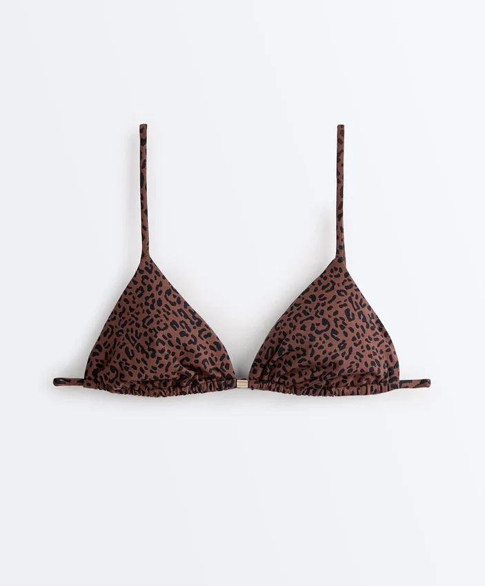 Top de bikini triunghiular cu imprimeu leopard Top de bikini triunghiular cu imprimeu leopard
