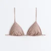 Top de bikini triunghiular cu imprimeu mini și fire metalice Top de bikini triunghiular cu imprimeu mini și fire metalice