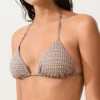 Top de bikini triunghiular cu imprimeu mini și fire metalice Top de bikini triunghiular cu imprimeu mini și fire metalice
