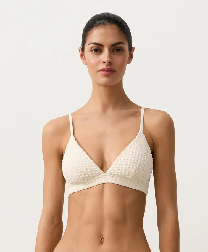 Top de bikini triunghiular din croșetat cu textură cu bule Top de bikini triunghiular din croșetat cu textură cu bule