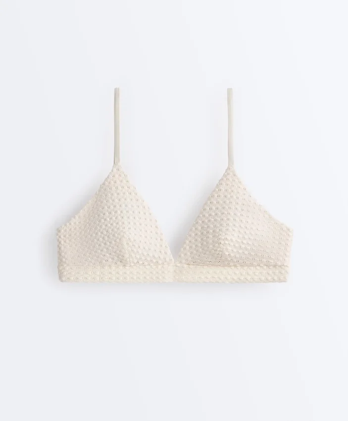 Top de bikini triunghiular din croșetat cu textură cu bule Top de bikini triunghiular din croșetat cu textură cu bule