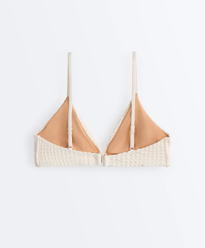 Top de bikini triunghiular din croșetat cu textură cu bule Top de bikini triunghiular din croșetat cu textură cu bule