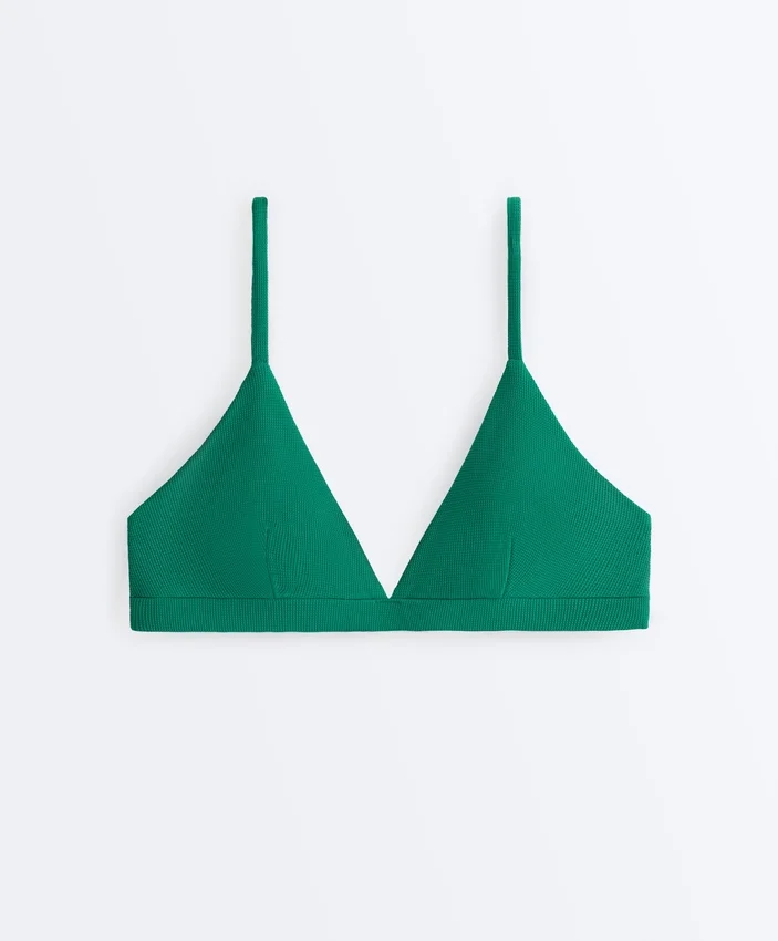 Top de bikini triunghiular din piqué Top de bikini triunghiular din piqué