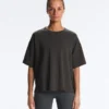 Tricou boxy cu mâneci scurte din amestec de bumbac