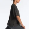 Tricou boxy cu mâneci scurte din amestec de bumbac