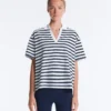 Tricou boxy cu mâneci scurte, guler polo și din amestec de bumbac Tricou boxy cu mâneci scurte, guler polo și din amestec de bumbac