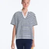 Tricou boxy cu mâneci scurte, guler polo și din amestec de bumbac Tricou boxy cu mâneci scurte, guler polo și din amestec de bumbac