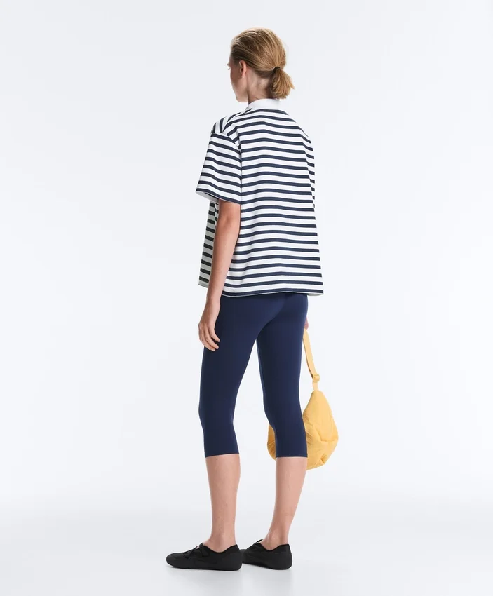 Tricou boxy cu mâneci scurte, guler polo și din amestec de bumbac Tricou boxy cu mâneci scurte, guler polo și din amestec de bumbac