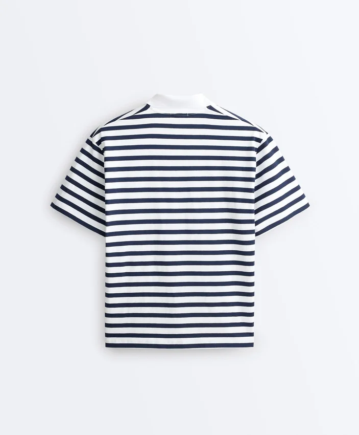 Tricou boxy cu mâneci scurte, guler polo și din amestec de bumbac Tricou boxy cu mâneci scurte, guler polo și din amestec de bumbac