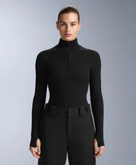 Tricou cu guler în V din tricot cu nervuri, strat de bază termic Tricou cu guler în V din tricot cu nervuri, strat de bază termic