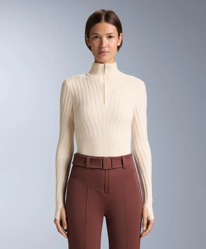 Tricou cu guler în V din tricot cu nervuri, strat de bază termic Tricou cu guler în V din tricot cu nervuri, strat de bază termic