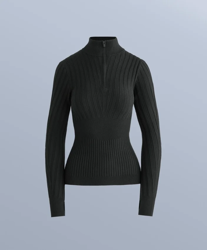 Tricou cu guler în V din tricot cu nervuri, strat de bază termic Tricou cu guler în V din tricot cu nervuri, strat de bază termic