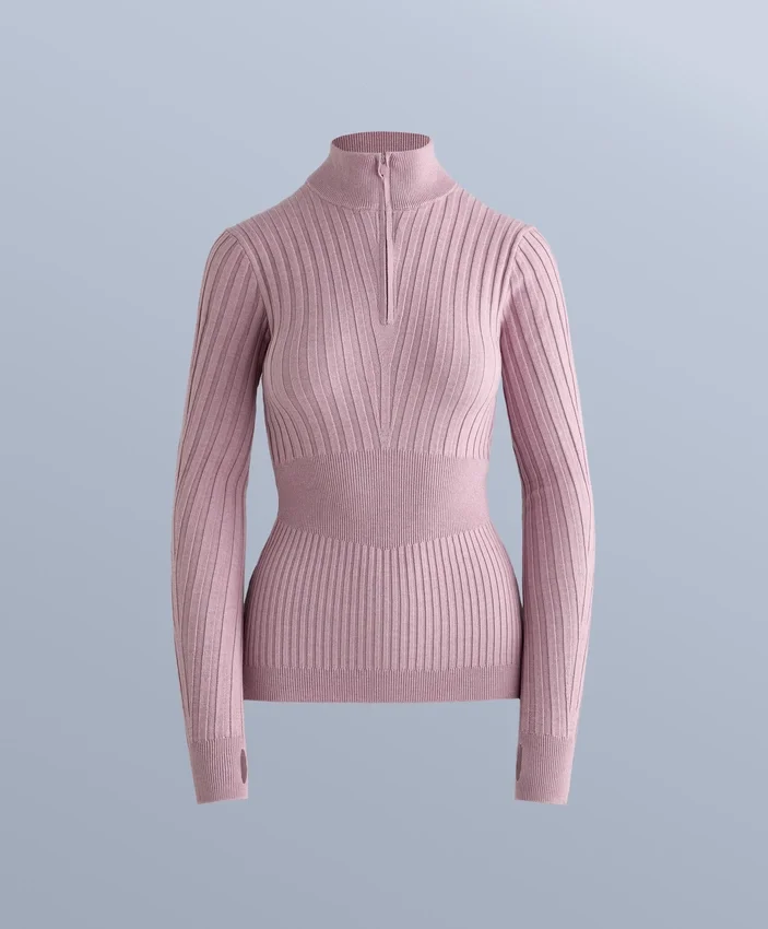 Tricou cu guler în V din tricot cu nervuri, strat de bază termic Tricou cu guler în V din tricot cu nervuri, strat de bază termic
