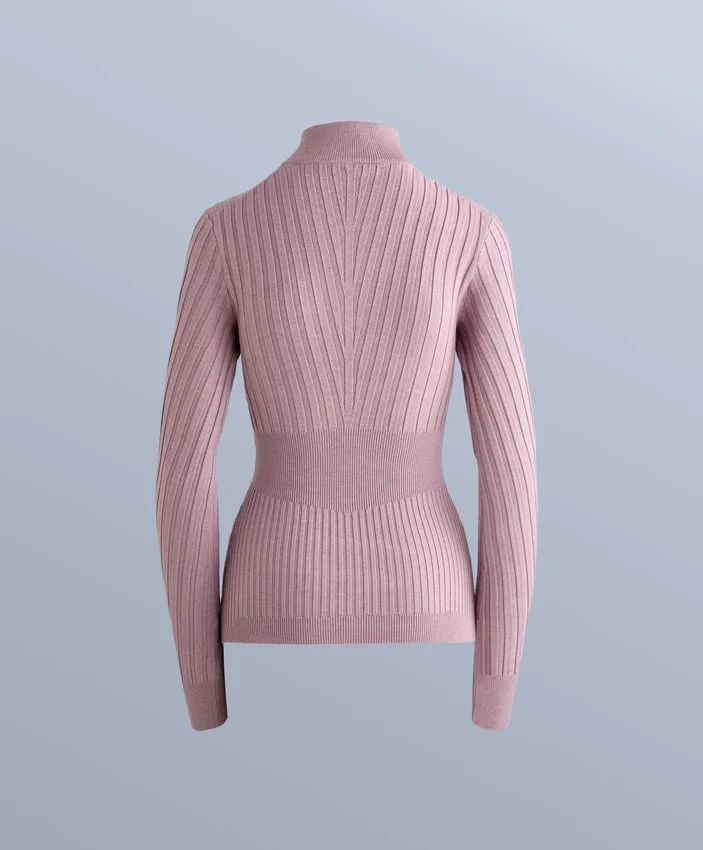 Tricou cu guler în V din tricot cu nervuri, strat de bază termic Tricou cu guler în V din tricot cu nervuri, strat de bază termic