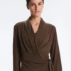 Tricou cu mâneci lungi, croi încrucișat, din amestec de modal Tricou cu mâneci lungi, croi încrucișat, din amestec de modal