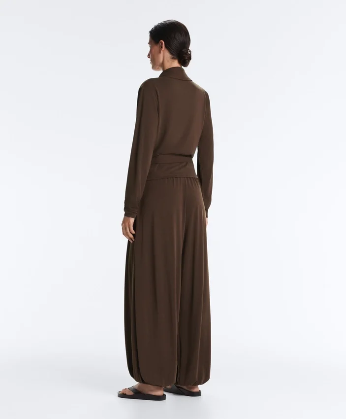 Tricou cu mâneci lungi, croi încrucișat, din amestec de modal Tricou cu mâneci lungi, croi încrucișat, din amestec de modal