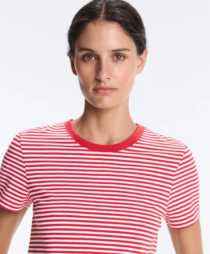 Tricou cu mâneci scurte din amestec de bumbac, cu croială regular și imprimeu cu dungi Tricou cu mâneci scurte din amestec de bumbac, cu croială regular și imprimeu cu dungi