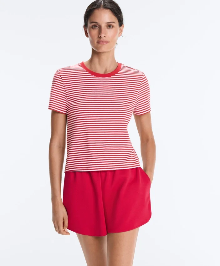 Tricou cu mâneci scurte din amestec de bumbac, cu croială regular și imprimeu cu dungi Tricou cu mâneci scurte din amestec de bumbac, cu croială regular și imprimeu cu dungi