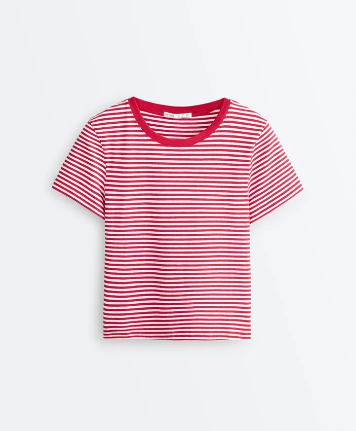 Tricou cu mâneci scurte din amestec de bumbac, cu croială regular și imprimeu cu dungi Tricou cu mâneci scurte din amestec de bumbac, cu croială regular și imprimeu cu dungi