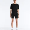 Tricou cu mâneci scurte din amestec de modal, cu tiv rotunjit în spate Tricou cu mâneci scurte din amestec de modal, cu tiv rotunjit în spate