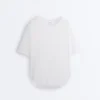 Tricou cu mâneci scurte din amestec de modal, cu tiv rotunjit în spate Tricou cu mâneci scurte din amestec de modal, cu tiv rotunjit în spate
