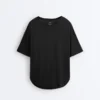 Tricou cu mâneci scurte din amestec de modal, cu tiv rotunjit în spate Tricou cu mâneci scurte din amestec de modal, cu tiv rotunjit în spate