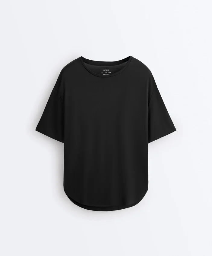 Tricou cu mâneci scurte din amestec de modal, cu tiv rotunjit în spate Tricou cu mâneci scurte din amestec de modal, cu tiv rotunjit în spate