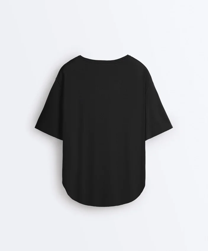 Tricou cu mâneci scurte din amestec de modal, cu tiv rotunjit în spate Tricou cu mâneci scurte din amestec de modal, cu tiv rotunjit în spate