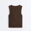Tricou cu nervuri și bretele late, din bumbac și modal Tricou cu nervuri și bretele late, din bumbac și modal